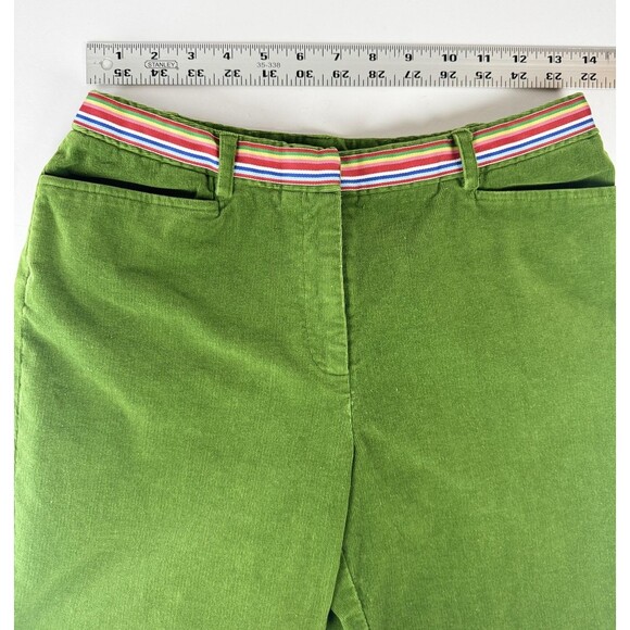 Lilly Pulitzer Pants Womens 4 Green Corduroy Flare Stretch Preppy Rainbow Trim - Picture 7 of 11
